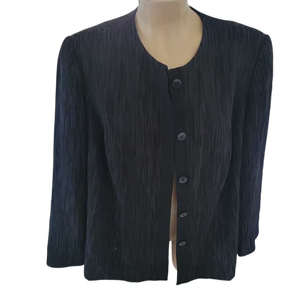 TAMOTSU Vintage Black Button-Up Jacket Textured‎ Dressy Career Casual Blazer